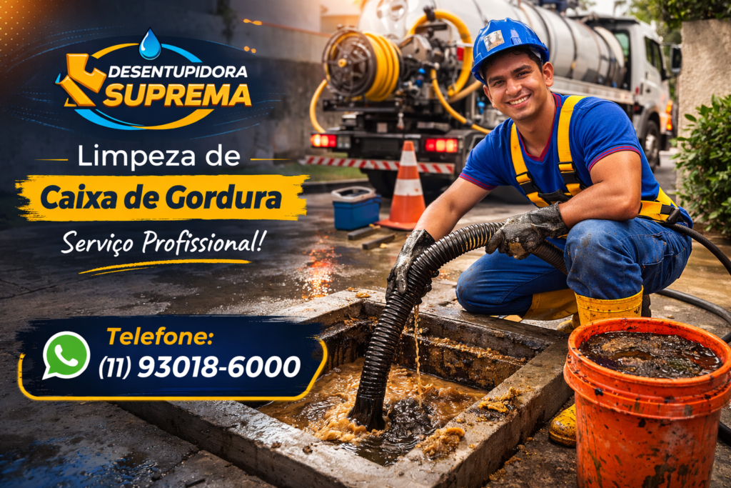 Desentupidora Embu Guaçu limpeza de caixa de gordura