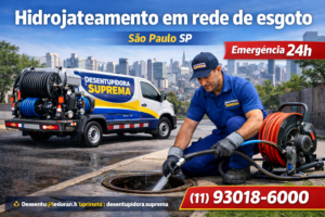 Hidrojataemento em rede de esgoto