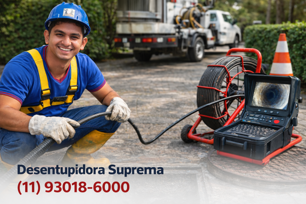 Inspeção com câmera da Desentupidora Itaim Bibi